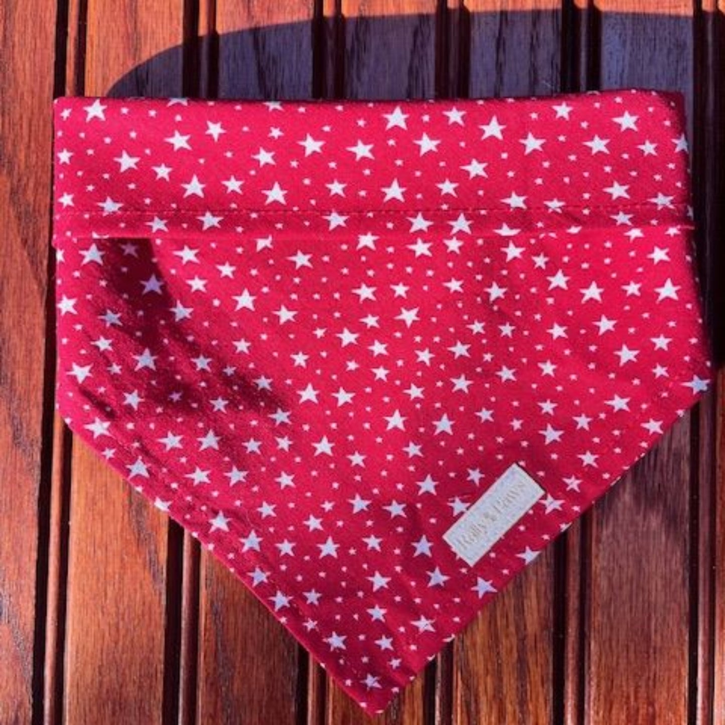 patriotic red dog bandana with small white stars