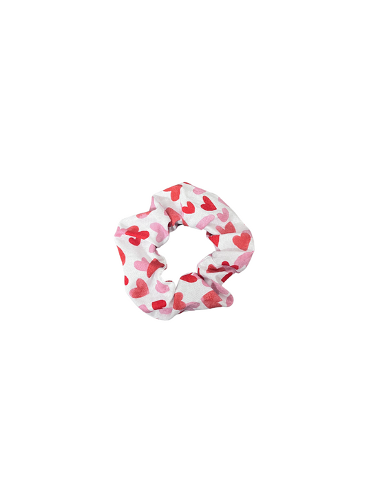 red and pink hearts hair scrunchie