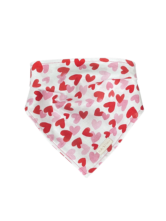 red and pink hearts dog bandana