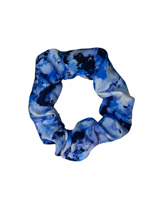 blue watercolor hair scrunchie