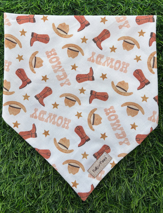 Cowgirl hat and boots pink howdy dog bandana