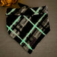 Black and white plaid flannel glow in the dark dog bandana