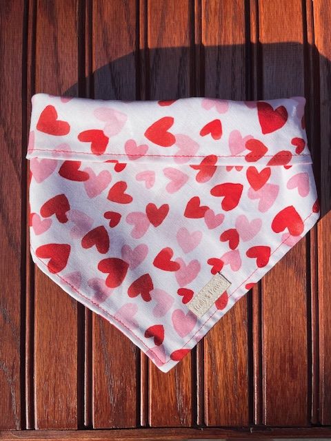 Small pink and red hearts dog bandana 