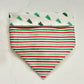 red and green stripes dog bandana reversible with Christmas tress for large dogs