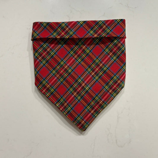 red plaid tartan dog bandana for large dogs