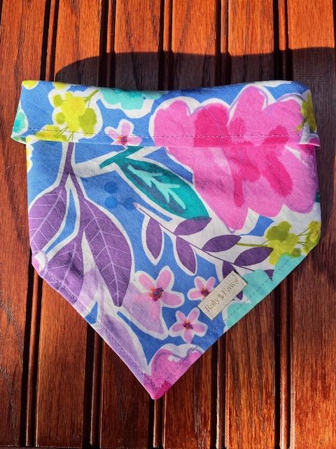 Bright color floral dog bandana 