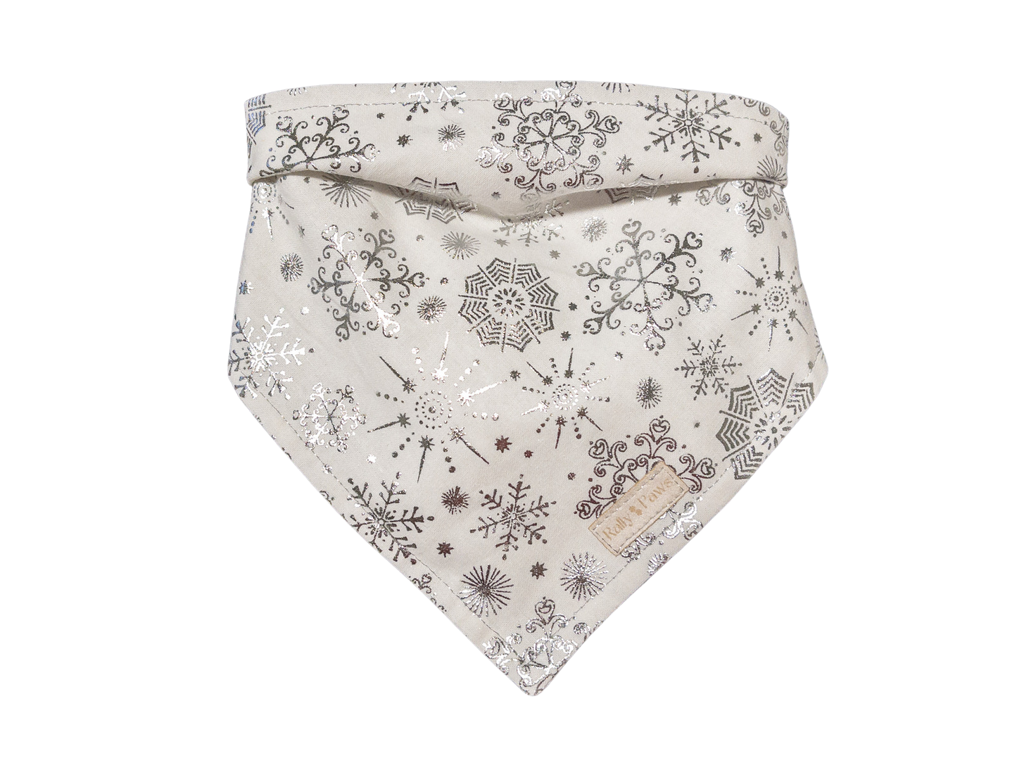 White dog bandana with glitter snowflakes 