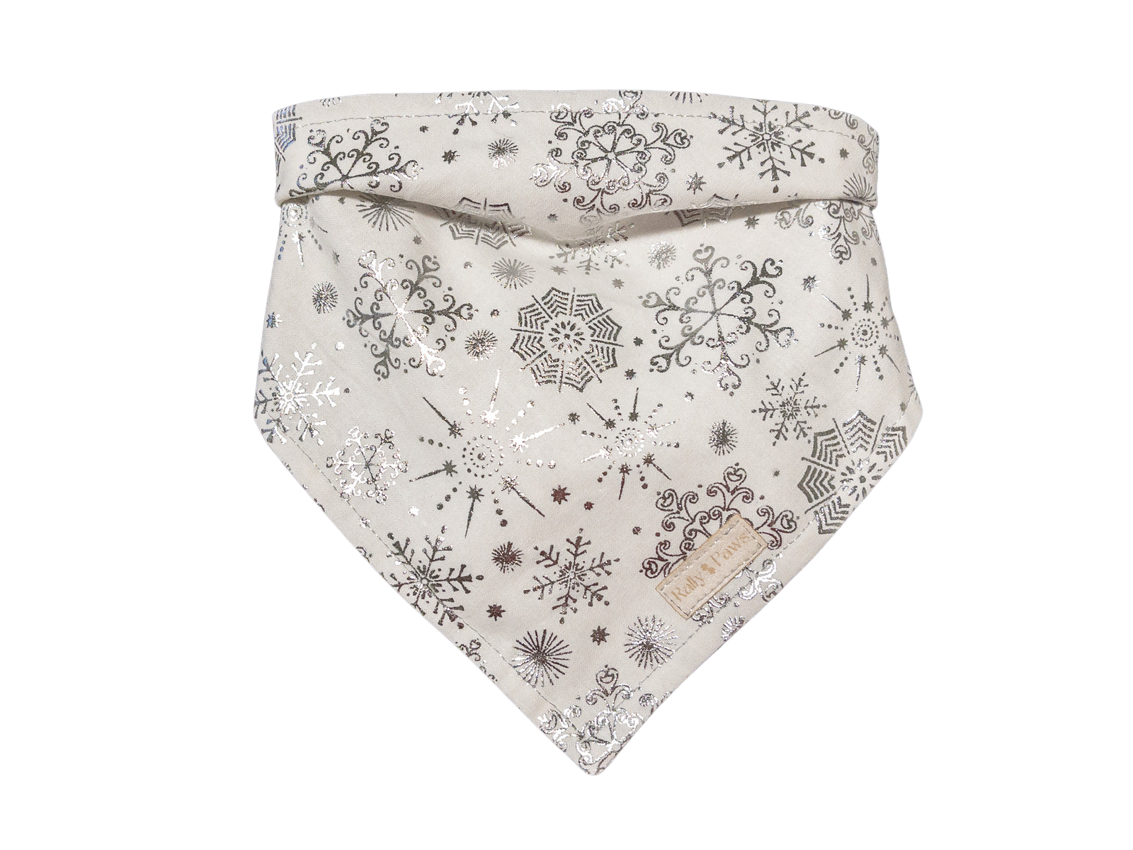 White dog bandana with glitter snowflakes 