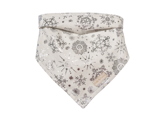 White dog bandana with glitter snowflakes 